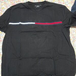 Tommy Hilfiger Black Tee with Red and White Stripes